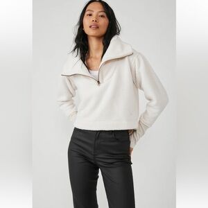 Free People Poppy Fleece Quarters Zip Sweatshirt. Champagne Dreams. Size M. EUC